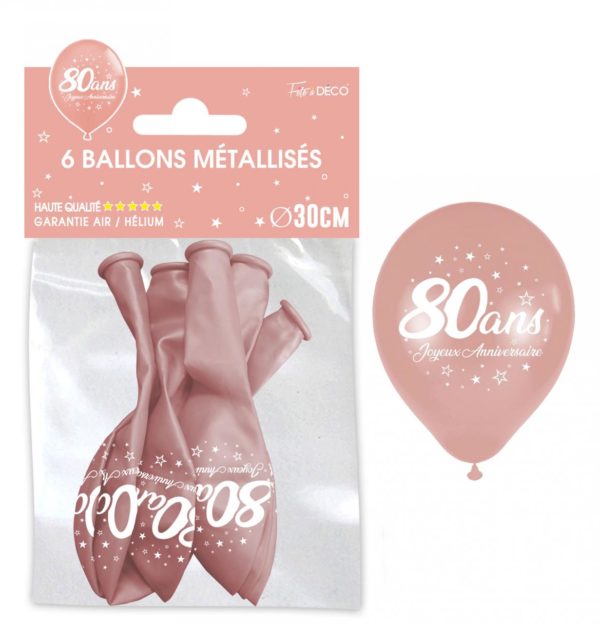 Anniversaire adulte, ballons, rose gold, 80 ans