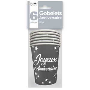 Anniversaire adulte, gobelets, gris