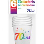 Anniversaire adulte, gobelets, multicolore, 70