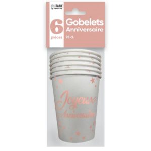 Anniversaire adulte, gobelets, rose gold