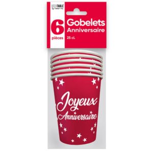 Anniversaire adulte, gobelets, rouge