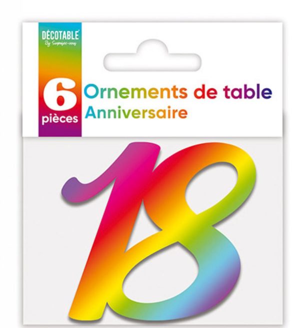 Anniversaire adulte, ornement de table, multicouleurs, 18