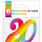 Anniversaire adulte, ornement de table, multicouleurs, 20