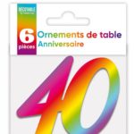 Anniversaire adulte, ornement de table, multicouleurs, 40