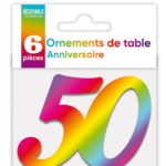 Anniversaire adulte, ornement de table, multicouleurs, 50