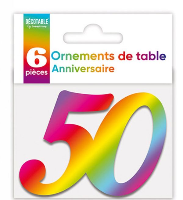 Anniversaire adulte, ornement de table, multicouleurs, 50