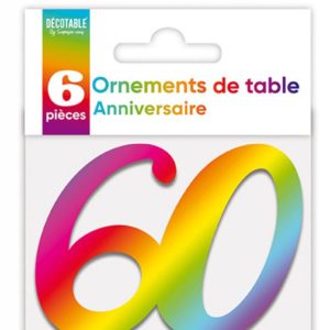 Anniversaire adulte, ornement de table, multicouleurs, 60