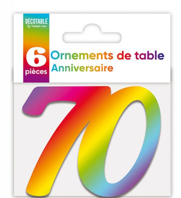 Anniversaire adulte, ornement de table, multicouleurs, 70