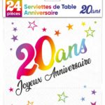 Anniversaire adulte, serviettes, 20 ans