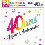 Anniversaire adulte, serviettes, 40 ans