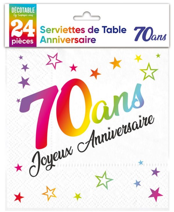 Anniversaire adulte, serviettes, 70 ans