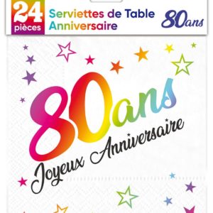 Anniversaire adulte, serviettes, 80 ans