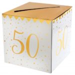 Anniversaire adulte, tirelire, or, 50