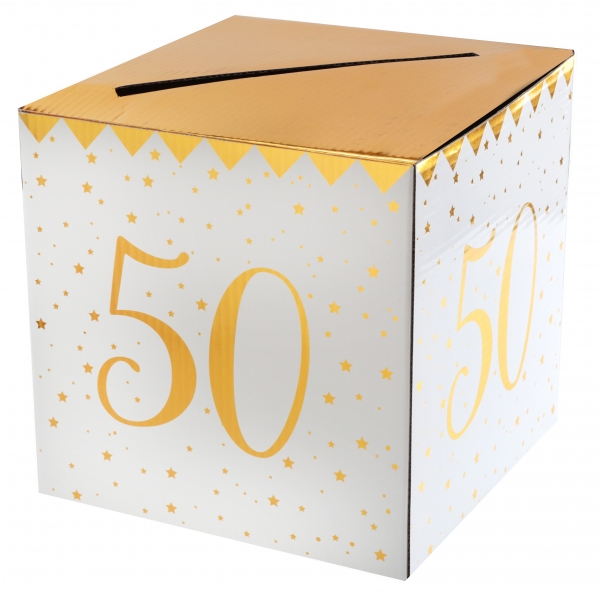 Anniversaire adulte, tirelire, or, 50