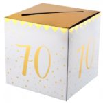 Anniversaire adulte, tirelire, or, 70