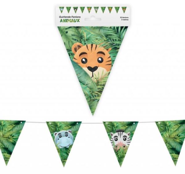 Anniversaire enfant, animaux, fanion