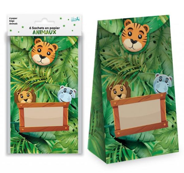 Anniversaire enfant, animaux de la jungle, sachets