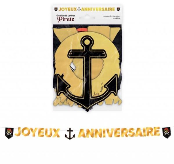 Anniversaire enfant, guirlande, lettres, pirates