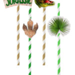 Anniversaire enfant, pailles, dinosaure
