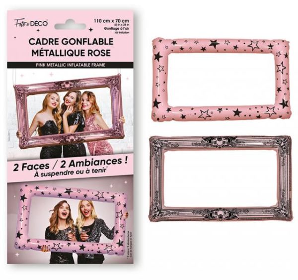 ARTICLES DE FETE-ANNIVERSAIRE-ANNIVERSAIRE BLEU-CADRE GONFLABLE ROSE