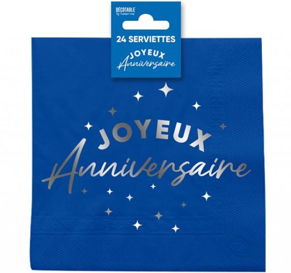 ARTICLES DE FETE-ANNIVERSAIRE-ANNIVERSAIRE BLEU-SERVIETTES ANNIVERSAIRE