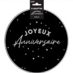 ARTICLES DE FETE-ANNIVERSAIRE-ANNIVERSAIRE NOIR-ASSIETTES 18CM ANNIVERSAIRE