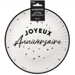 ARTICLES DE FETE-ANNIVERSAIRE-ANNIVERSAIRE NOIR-ASSIETTES 23CM ANNIVERSAIRE