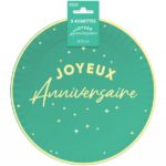 ARTICLES DE FETE-ANNIVERSAIRE-ANNIVERSAIRE VERT MENTHE-ASSIETTES 23CM ANNIVERSAIRE