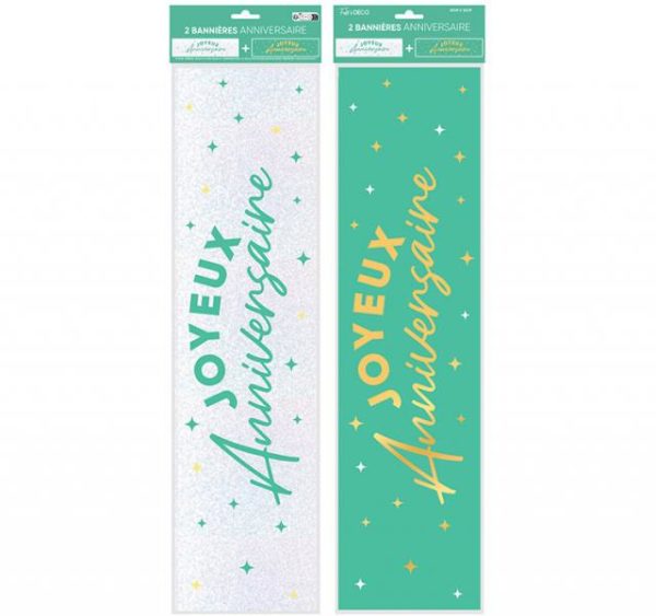 ARTICLES DE FETE-ANNIVERSAIRE-ANNIVERSAIRE VERT MENTHE-BANNIERE ANNIVERSAIRE
