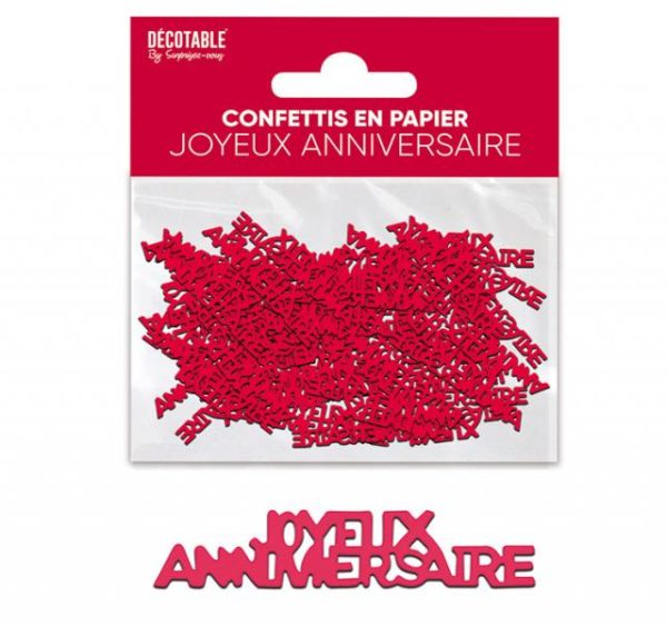 ARTICLES-DE-FETE-ANNIVERSAIRE-CONFETTIS JOYEUX ANNIVERSAIRE-ANNIVERSAIRE-ROUGE