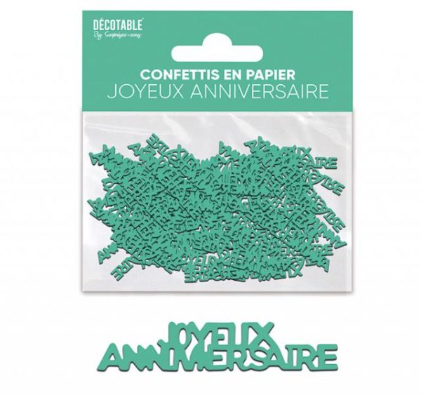 ARTICLES-DE-FETE-ANNIVERSAIRE-CONFETTIS JOYEUX ANNIVERSAIRE-ANNIVERSAIRE-VERT MENTHE