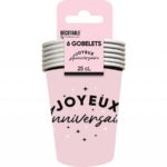 ARTICLES-DE-FETE-ANNIVERSAIRE-GOBELETS ANNIVERSAIRE ROSE-ANNIVERSAIRE-ROSE