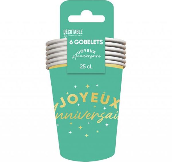 ARTICLES-DE-FETE-ANNIVERSAIRE-GOBELETS ANNIVERSAIRE VERT MENTHE-ANNIVERSAIRE-VERT MENTHE