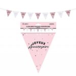 ARTICLES-DE-FETE-ANNIVERSAIRE-GUIRLANDE FANIONS ANNIVERSAIRE ROSE-ANNIVERSAIRE-ROSE
