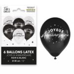ARTICLES DE FETE-BALLONS-BALLONS LATEX-BALLONS ANNIVERSAIRE-BALLONS ANNIVERSAIRE NOIR TT BLANC