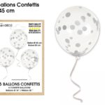 Ballons latex, ballons confettis, argent