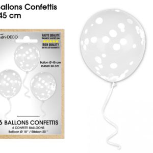 Ballons latex, ballons confettis, blanc