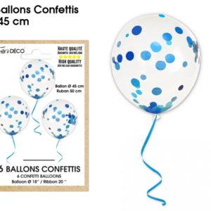 Ballons latex, ballons confettis, bleu