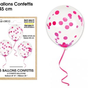 Ballons latex, ballons confettis, fuchsia
