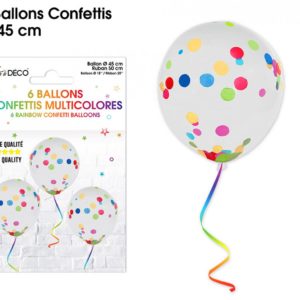 Ballons latex, ballons confettis, multi couleurs