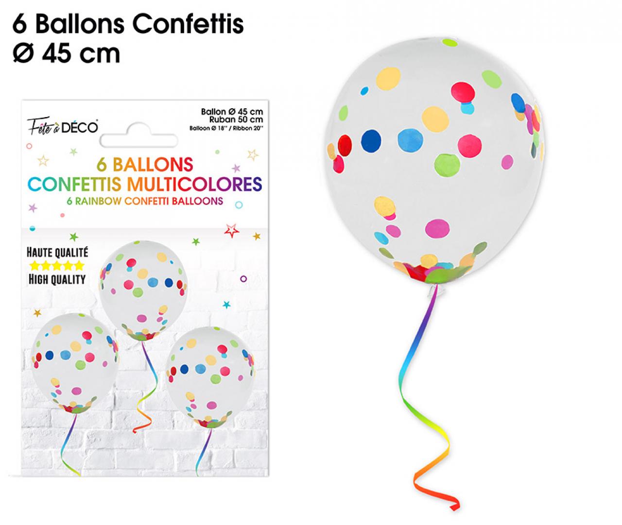 Ballons latex, ballons confettis, multi couleurs