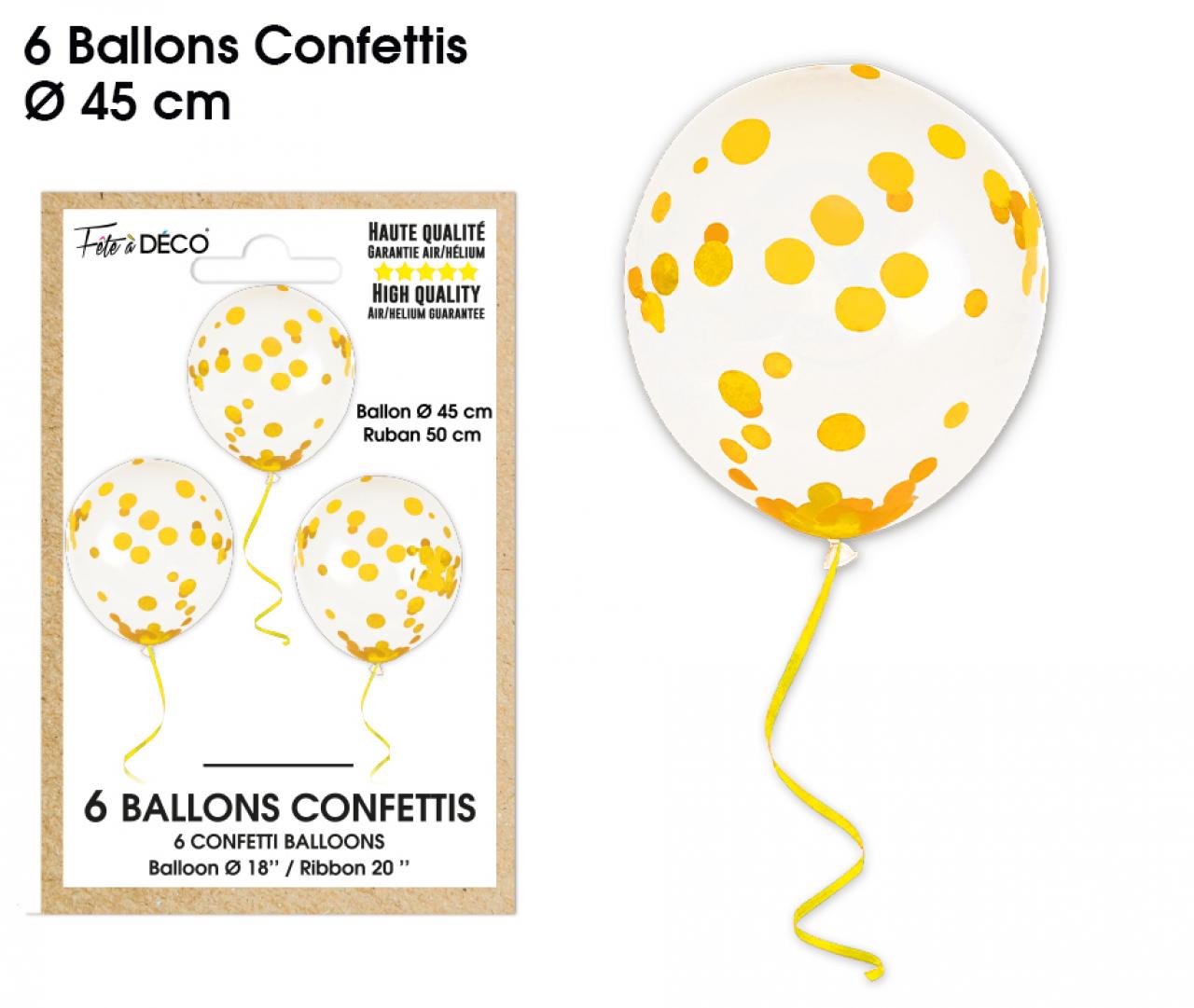 Ballons latex, ballons confettis, or