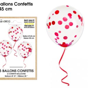Ballons latex, ballons confettis, rouge