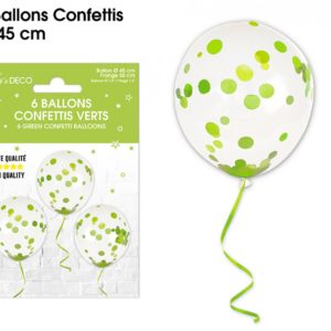 Ballons latex, ballons confettis, vert