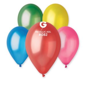 Ballons latex, ballons couleurs unis, assortiment, metal