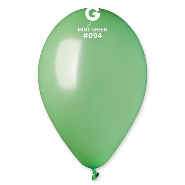 Ballons latex, ballons couleurs unis, vert menthe métal