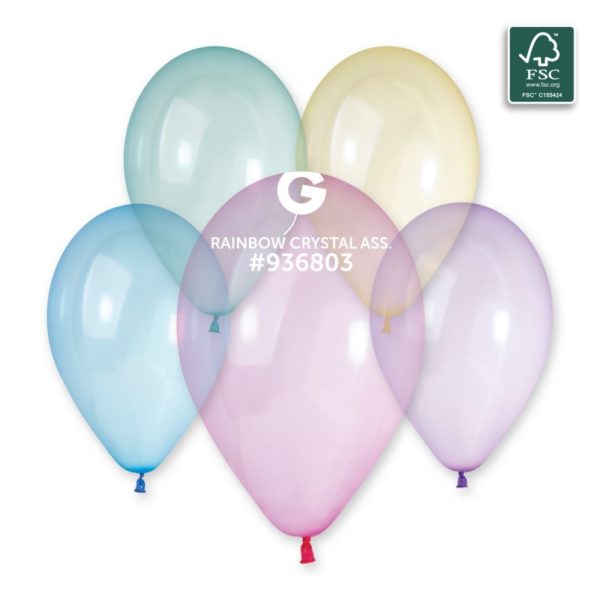 Ballons latex, ballons multi couleurs, crystal rainbow, 30 cm