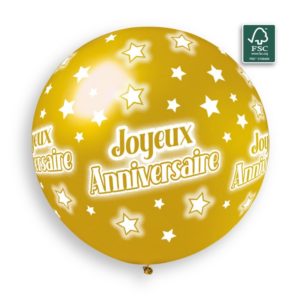 Ballons latex, joyeux anniversaire, 80 cm, or