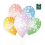 Ballons latex, joyeux anniversaire, pastel