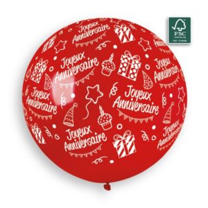 Ballons latex, joyeux anniversaire, 80 cm, rouge